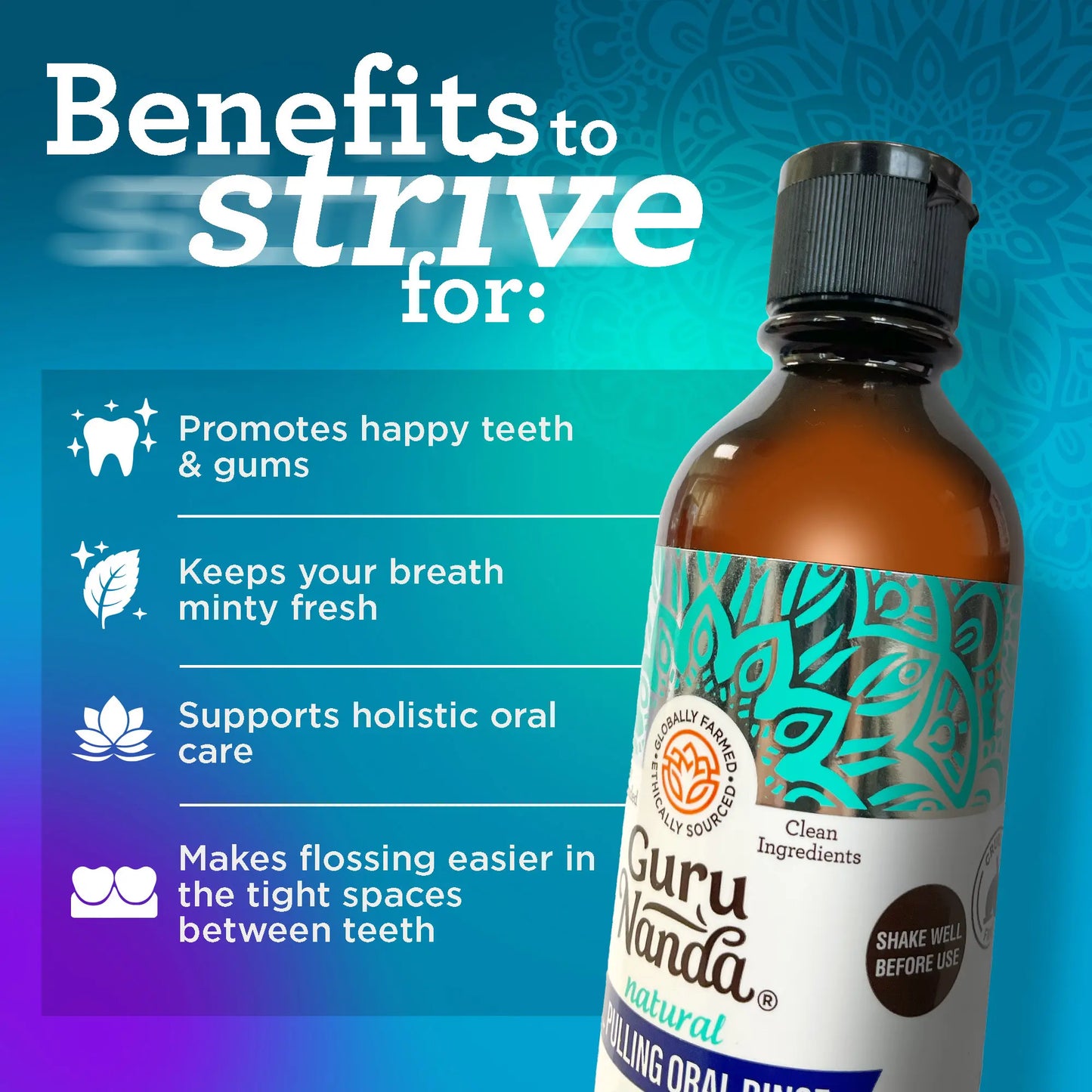 Gurunanda Cocomint Pulling Oil with 7 Essential Oils & Vitamins D, E & K2 - 8 Oz