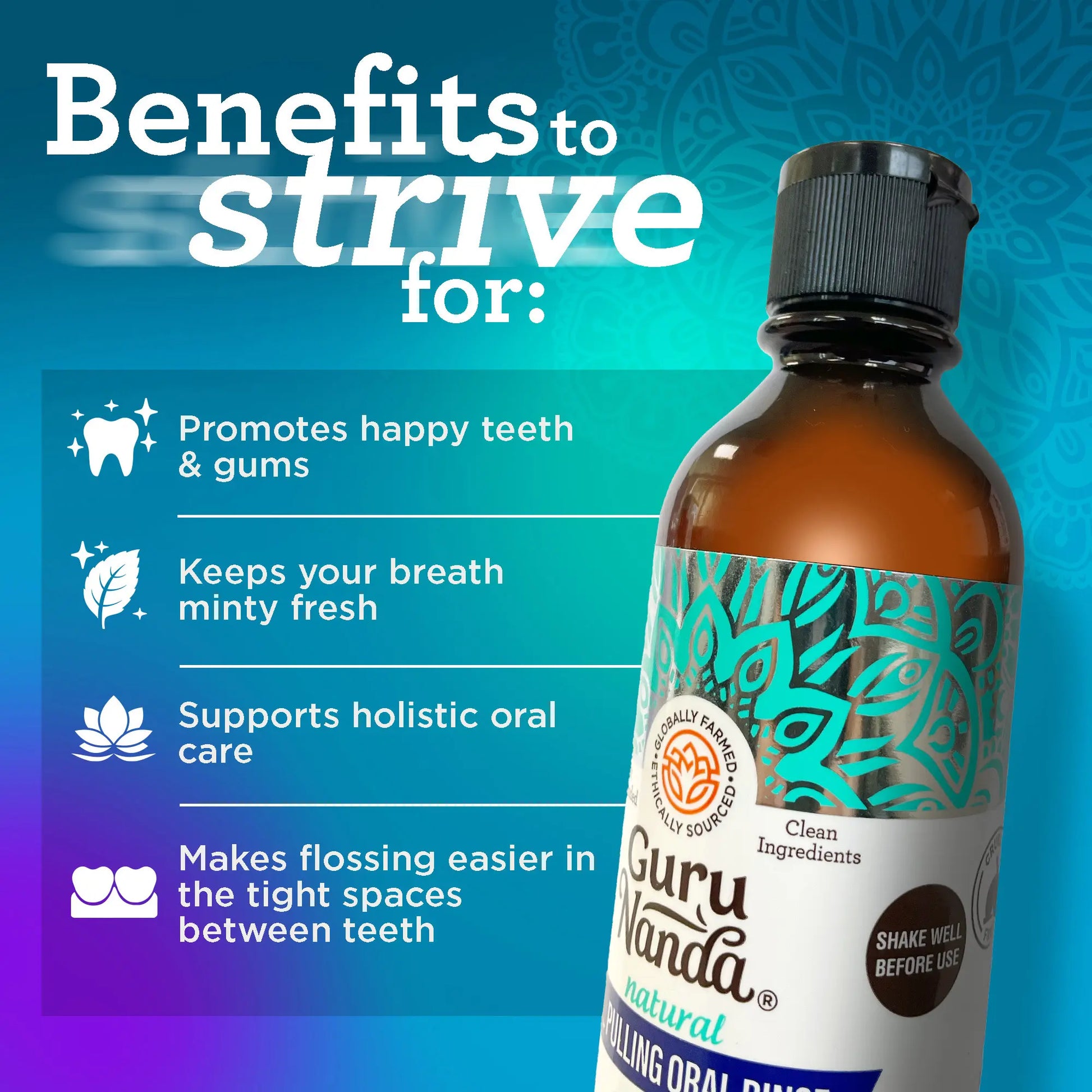 Gurunanda Cocomint Pulling Oil with 7 Essential Oils & Vitamins D, E & K2 - 8 Oz