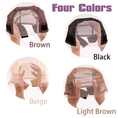 Female Headband Wig Cap Hd Lace Wig Cap for Wig Making U Part Wig Caps with Adjustable Velvet Wig Grip to Wear Wig Nude Hair Net