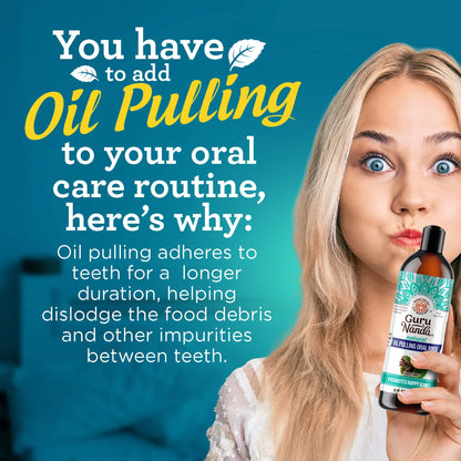 Gurunanda Cocomint Pulling Oil with 7 Essential Oils & Vitamins D, E & K2 - 8 Oz