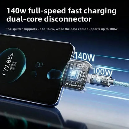 Experience Lightning-Fast Charging with Our 140W Intelligent Auto-Disconnect Adapter for Type-C Devices