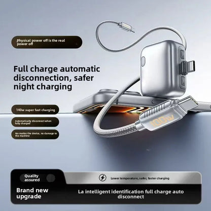 Experience Lightning-Fast Charging with Our 140W Intelligent Auto-Disconnect Adapter for Type-C Devices