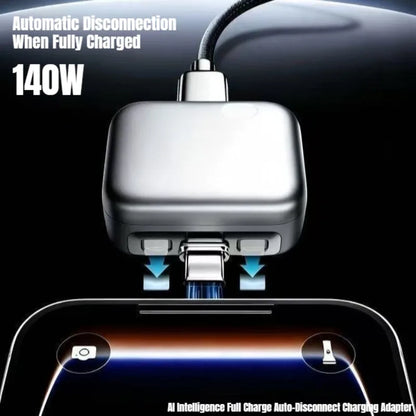 Experience Lightning-Fast Charging with Our 140W Intelligent Auto-Disconnect Adapter for Type-C Devices