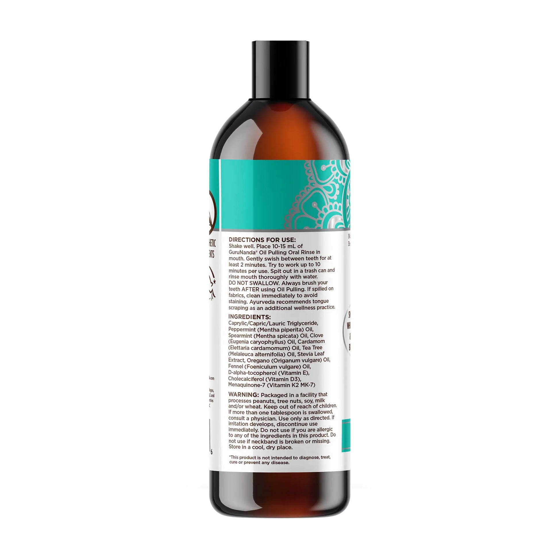 Gurunanda Cocomint Pulling Oil with 7 Essential Oils & Vitamins D, E & K2 - 8 Oz