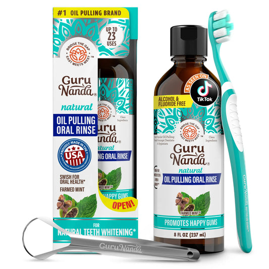 Gurunanda Cocomint Pulling Oil with 7 Essential Oils & Vitamins D, E & K2 - 8 Oz