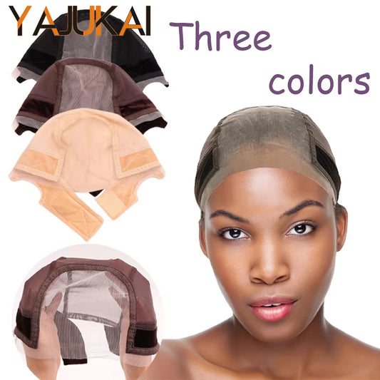 Female Headband Wig Cap Hd Lace Wig Cap for Wig Making U Part Wig Caps with Adjustable Velvet Wig Grip to Wear Wig Nude Hair Net